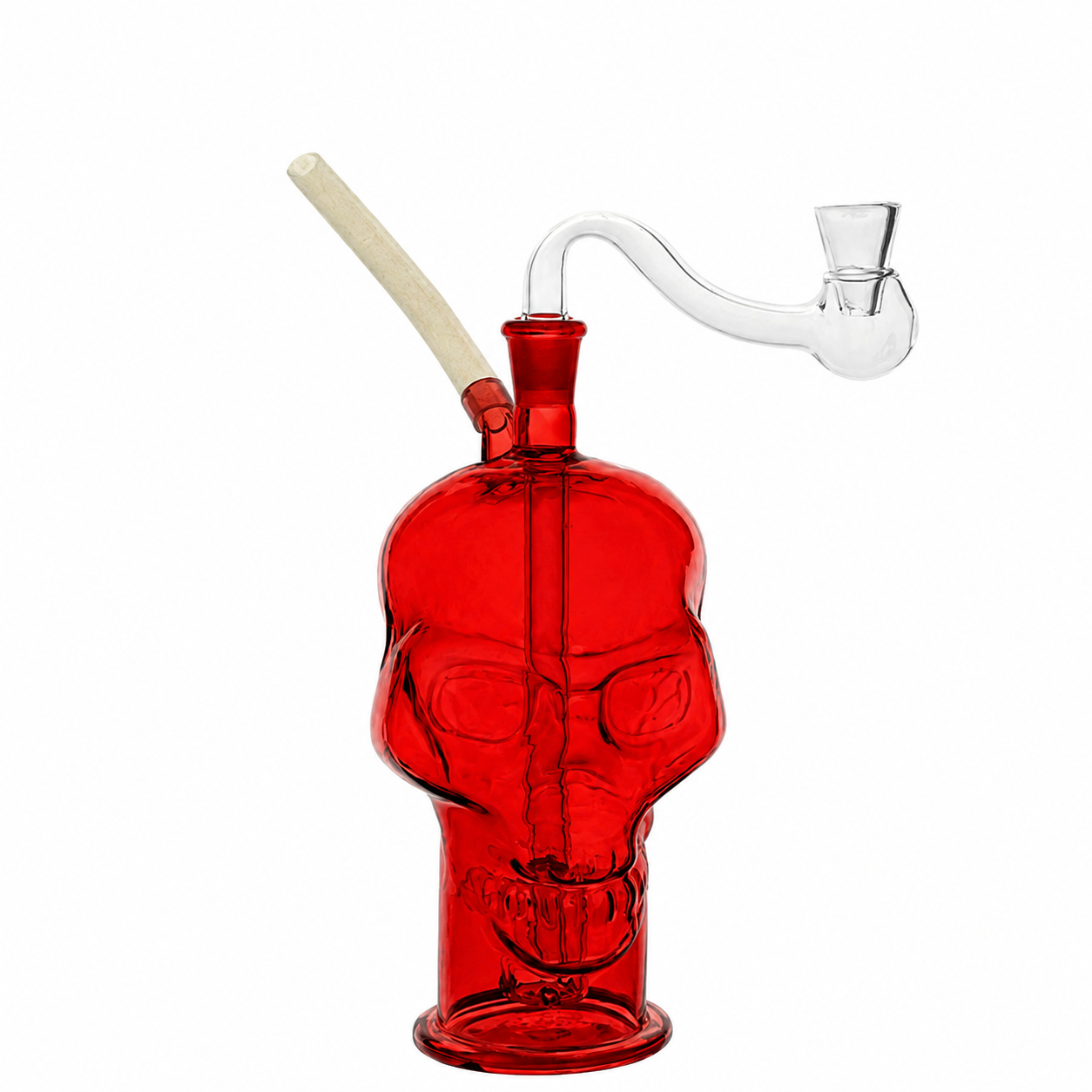 Skull Glass Bubbler Water Pipe 14cm