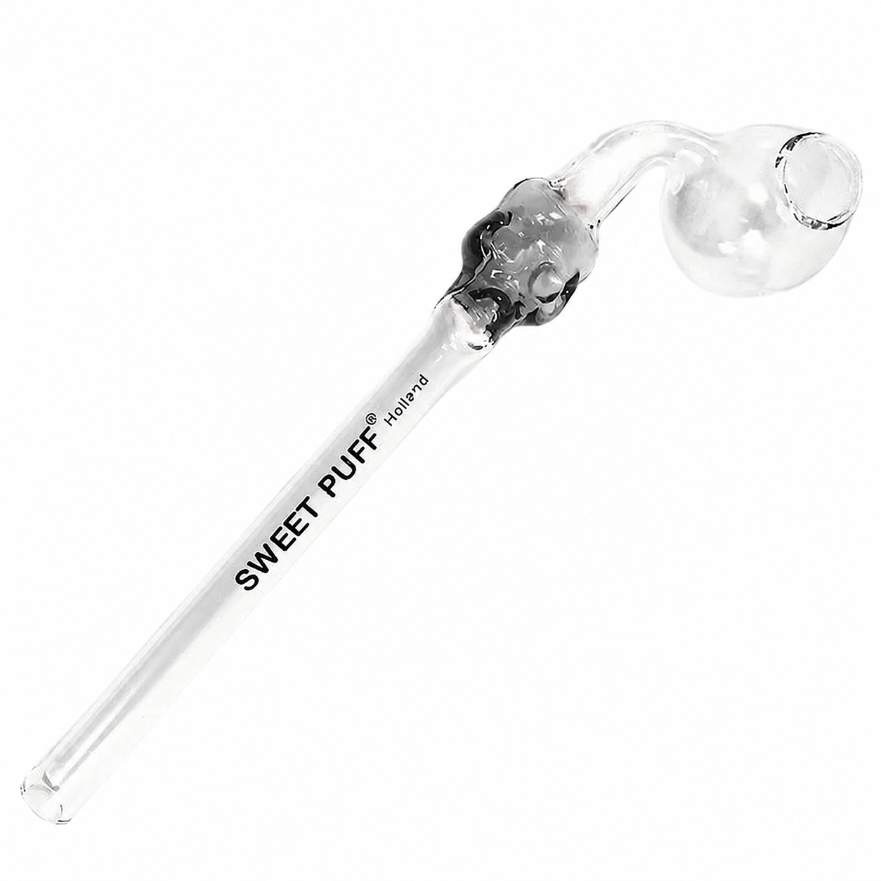 Skull Sweet Puff Glass Pipe 13cm Black