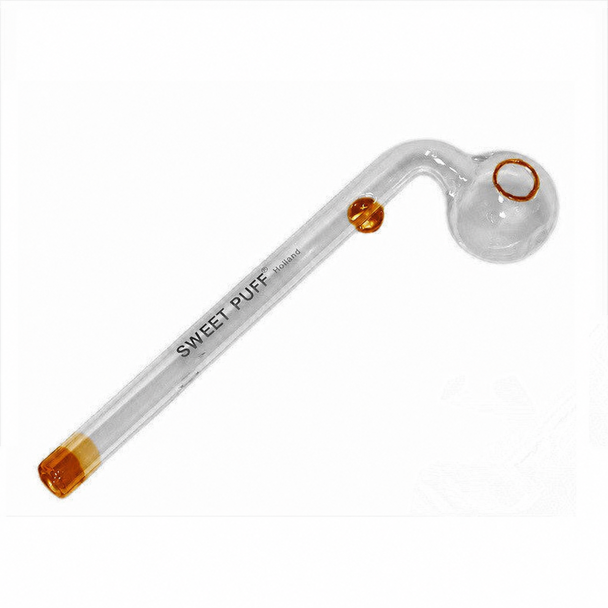 Sweet Puff Glass Pipe 14cm Amber