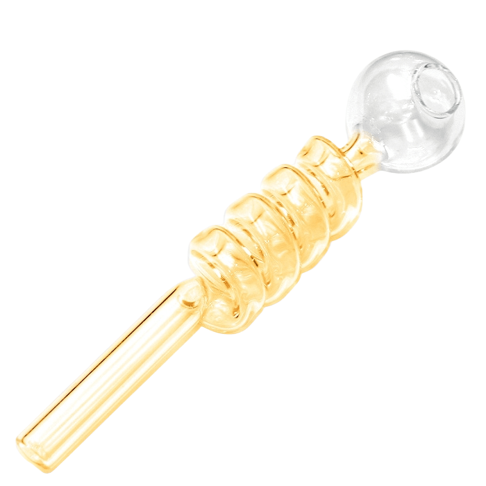 Curly Swirl Sweet Puff Glass Pipe 13cm Amber