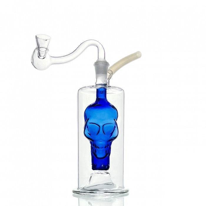Skull Glass Bubbler Water Pipe 13cm