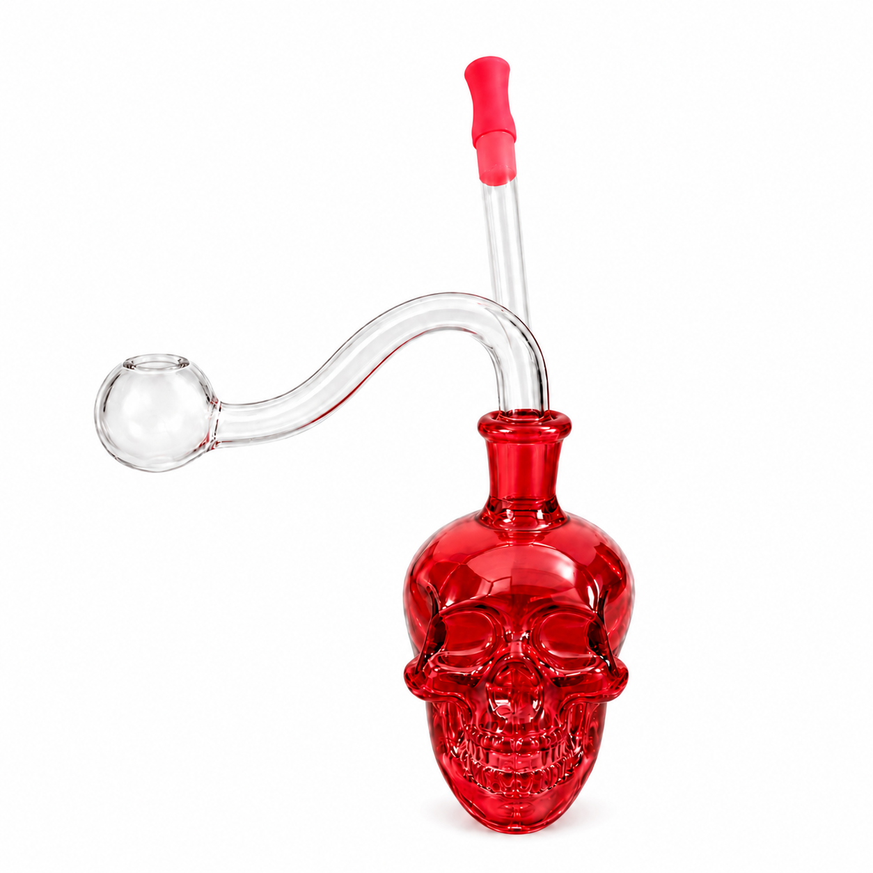 Mini Coloured Skull Glass Water Pipe 8cm Red