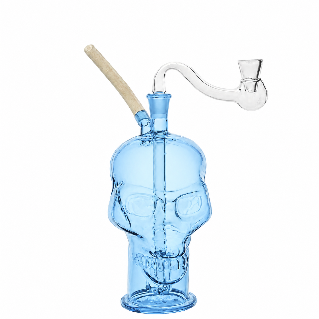 Skull Glass Bubbler Water Pipe 14cm