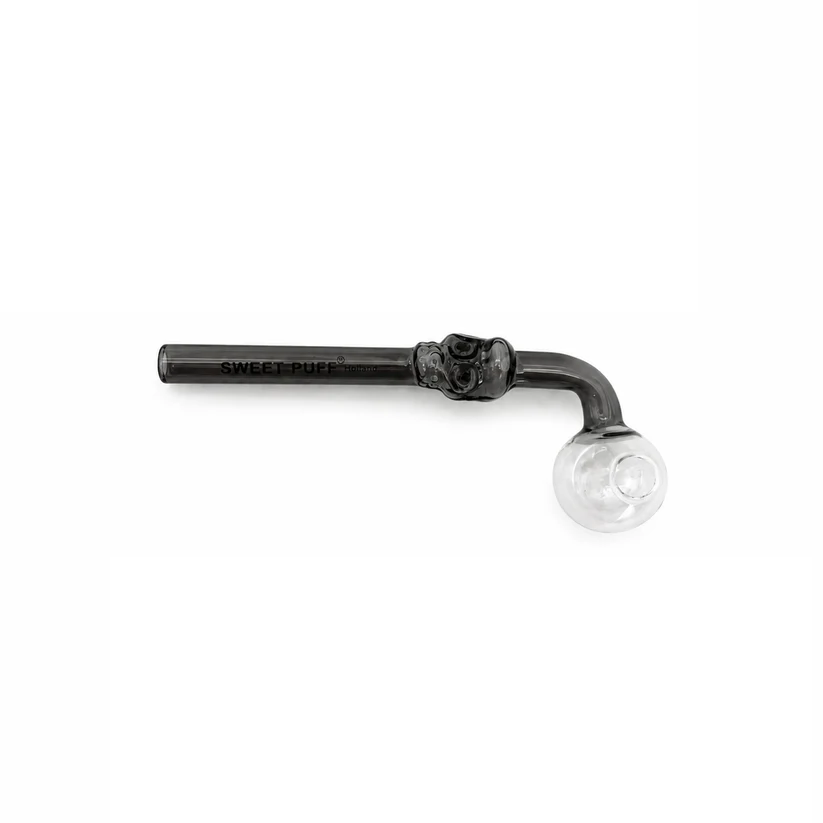 Full Colour Skull Sweet Puff Glass Pipe 14cm Black