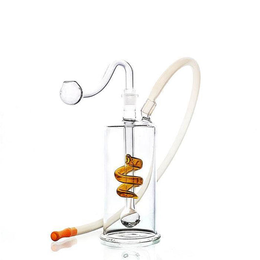 Glass Bubbler Water Pipe With Swirl 12cm