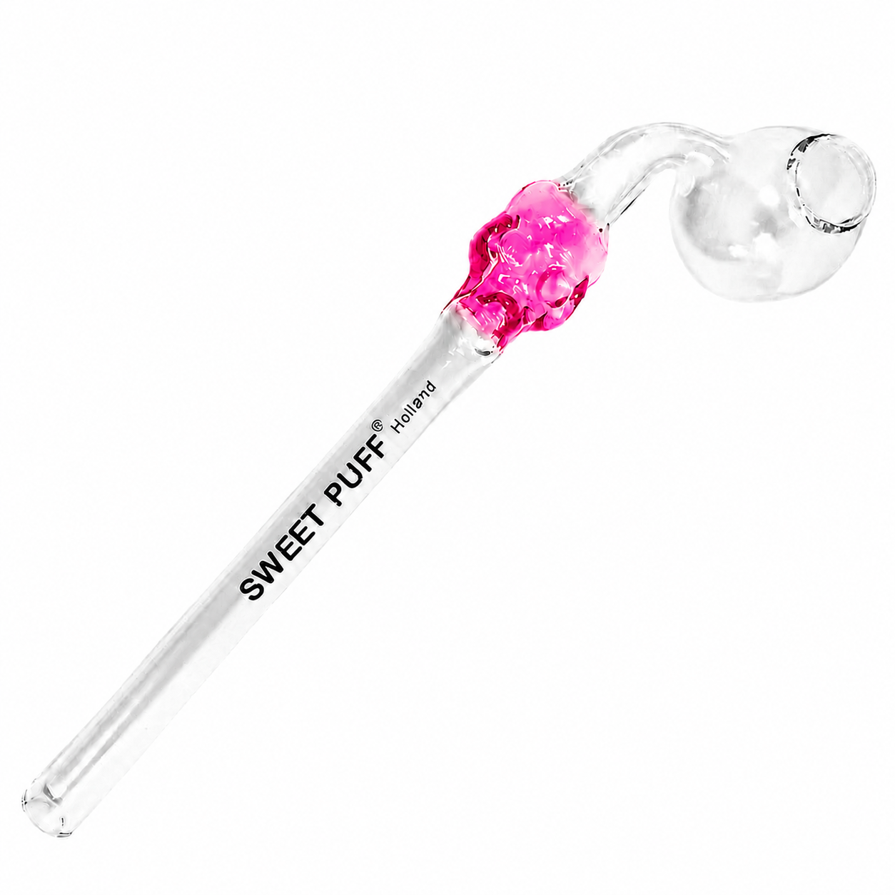 Skull Sweet Puff Glass Pipe 13cm Pink