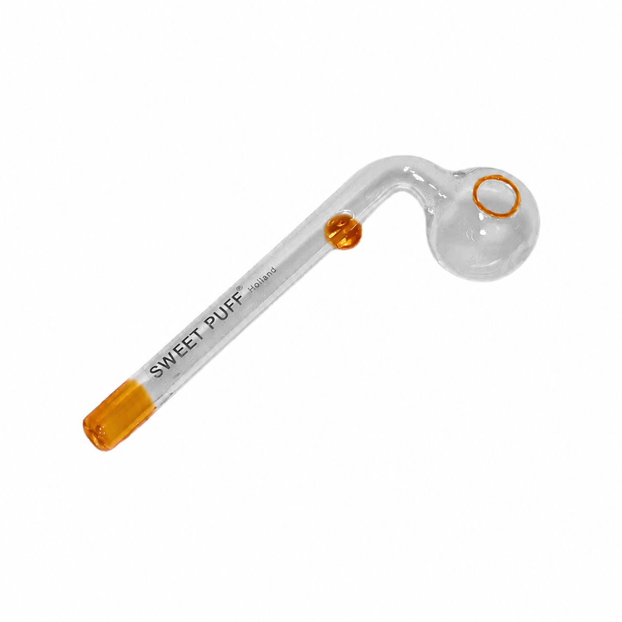 Sweet Puff Glass Pipe 12cm Amber