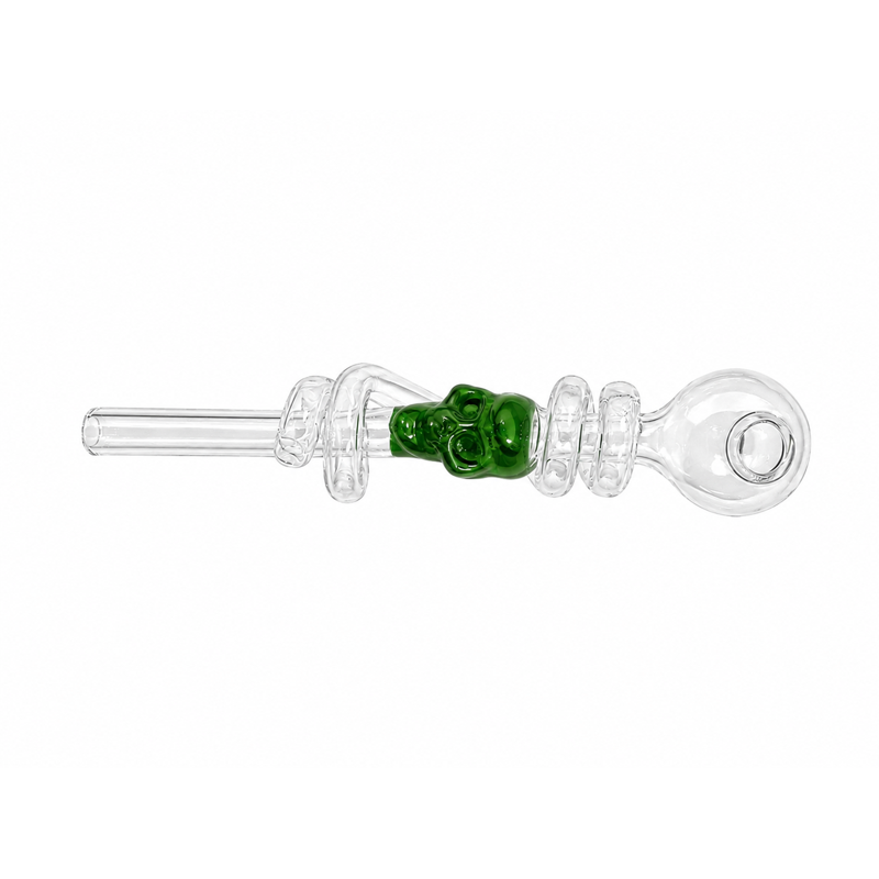Swirl Skull Sweet Puff Glass Pipe 14cm Green
