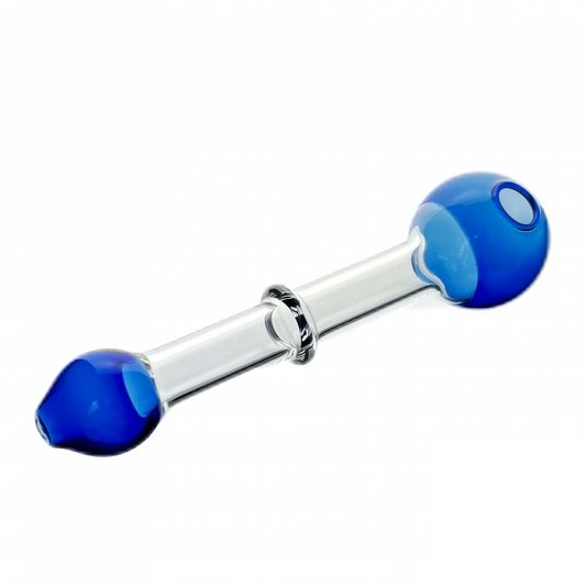 Blue Annular Protrusion Straight Glass Pipe 12cm