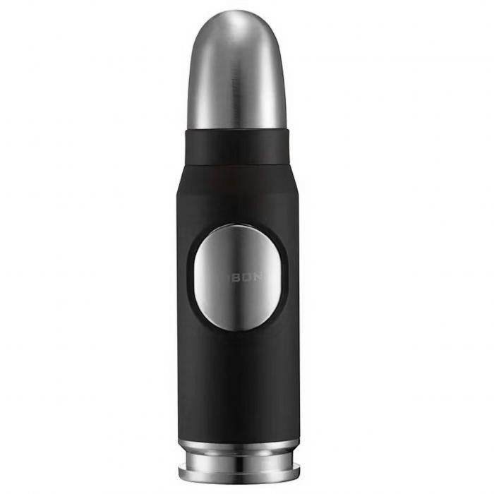 Jobon Bullet Shaped Cigar Jet Lighter Black Silver - Bong Empire