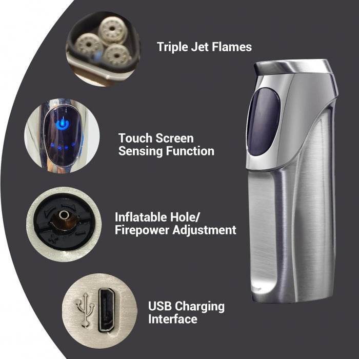 Jobon Touchscreen Ignition Triple Jet Flame Lighter