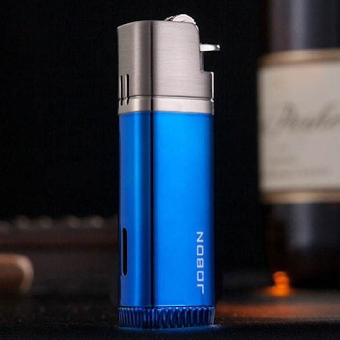 Jobon Flint Lit Twin Jet Flame Lighter Blue