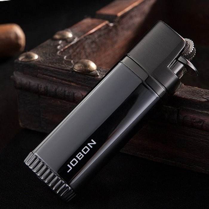 Jobon Flint Lit Twin Jet Flame Lighter Black