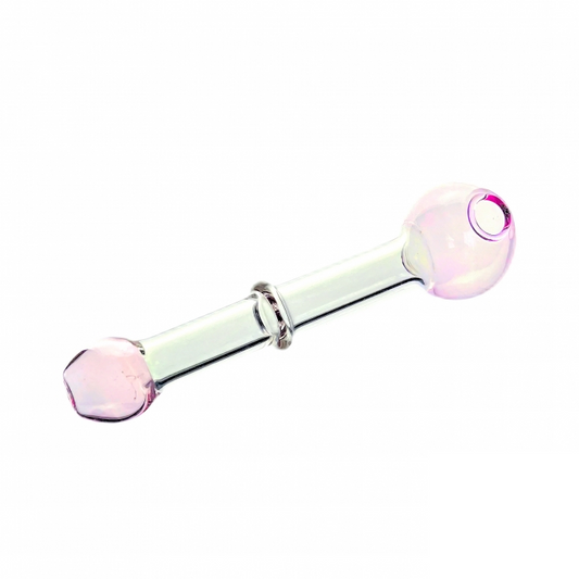 Pink Annular Protrusion Straight Glass Pipe 12cm