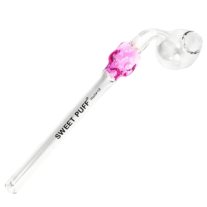 Skull Sweet Puff Glass Pipe 13cm Pink