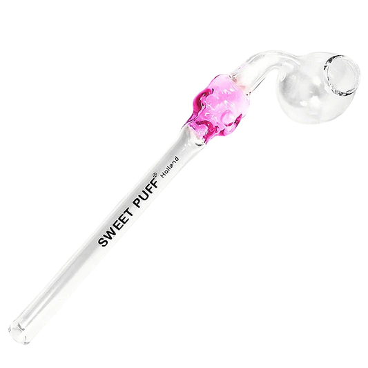 Skull Sweet Puff Glass Pipe 13cm Pink