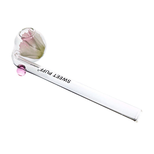 Clear Sweet Puff Glass Pipe Pink Balancer 13cm